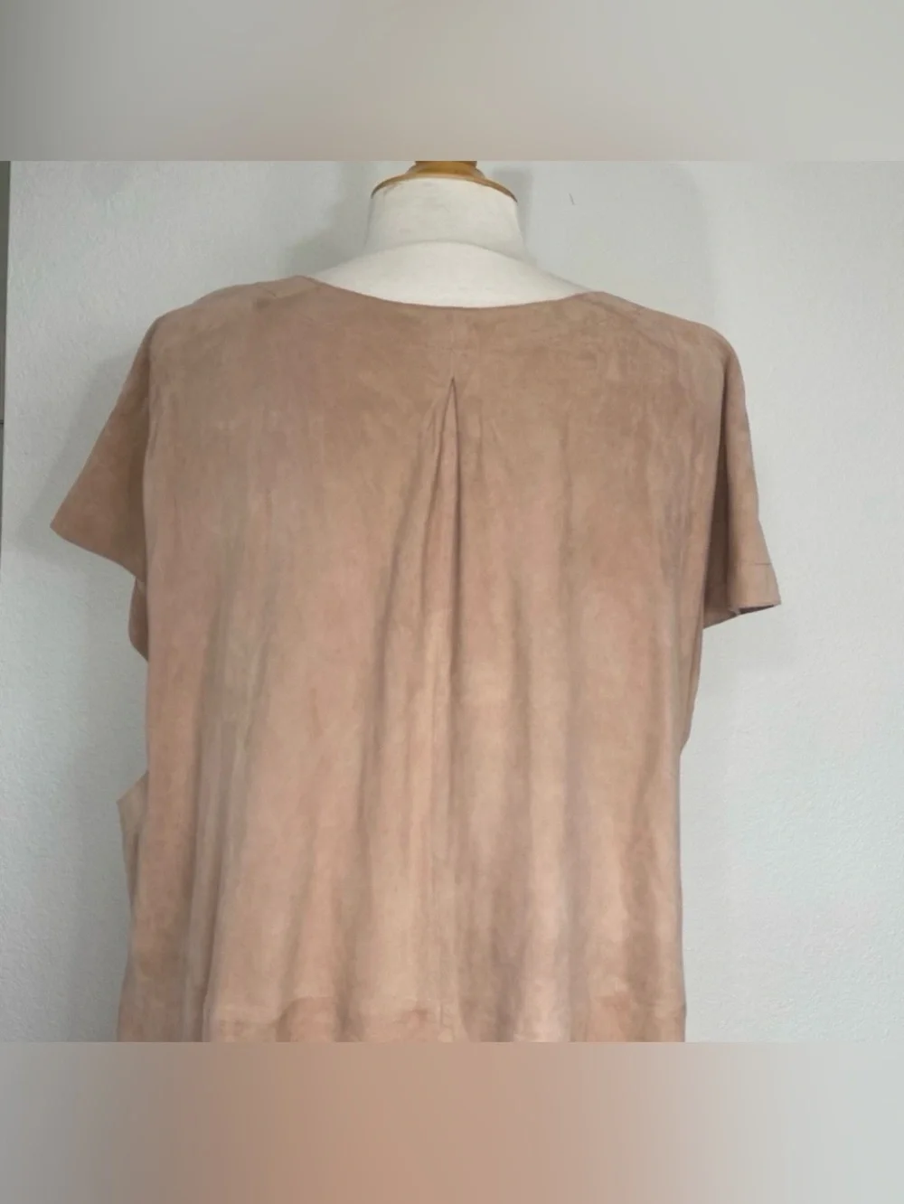 Free People Women Nude Talk Of The Town Boho Suede Leather Oversize Tunic Size L